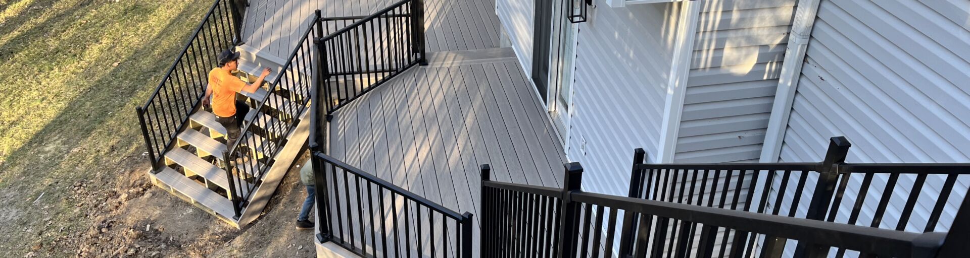 A photo of a customer deck installation after completion.