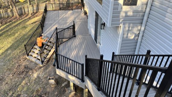 A photo of a customer deck installation after completion.